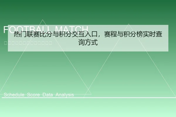 热门联赛比分与积分交互入口，赛程与积分榜实时查询方式